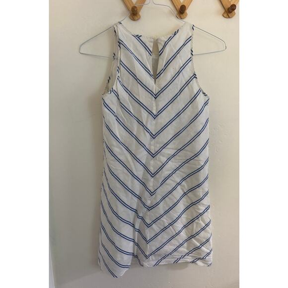 J. Crew Mini Dress Women's 00 White Blue Stripes Cotton Linen Blend Nautical - Picture 7 of 7